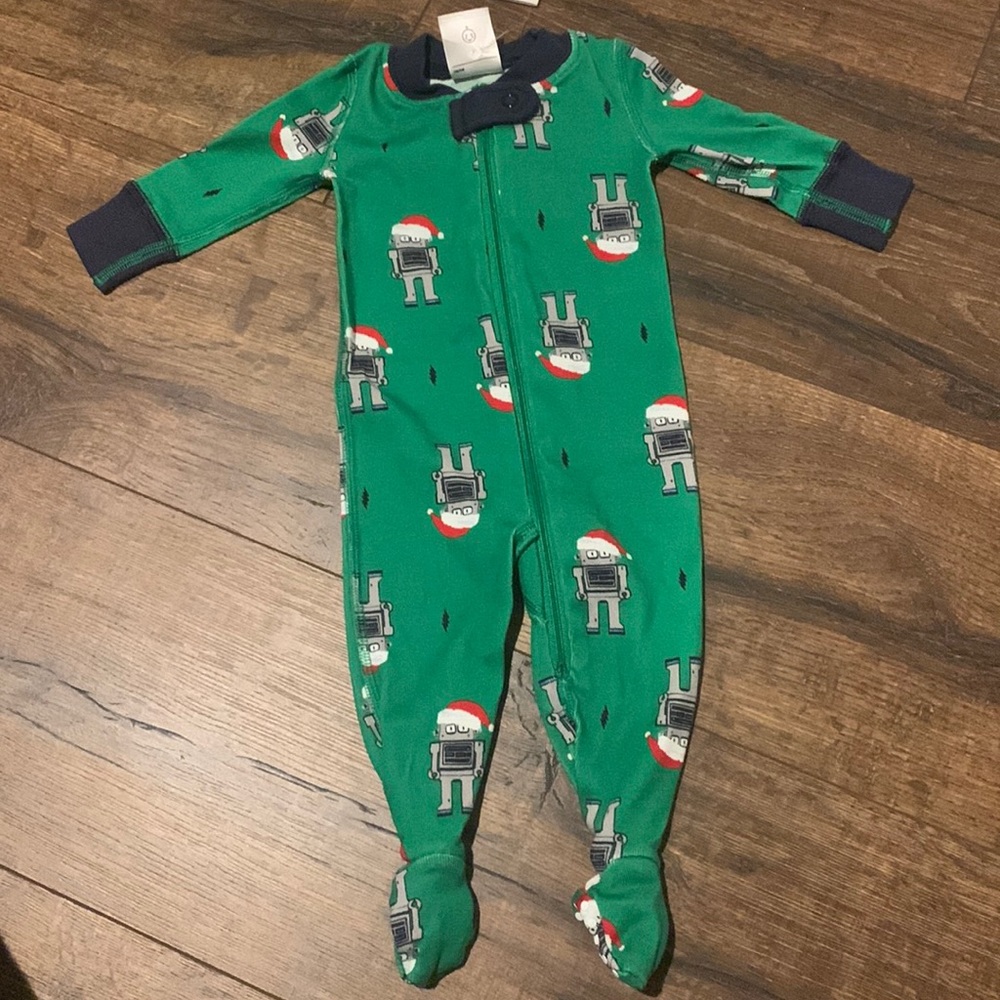 Robot Santa footie pjs